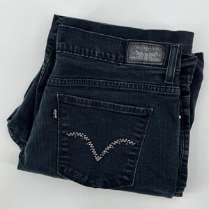 Levis Perfectly Slimming 512 Bootcut Jeans Washed Black Studded Back Pocket